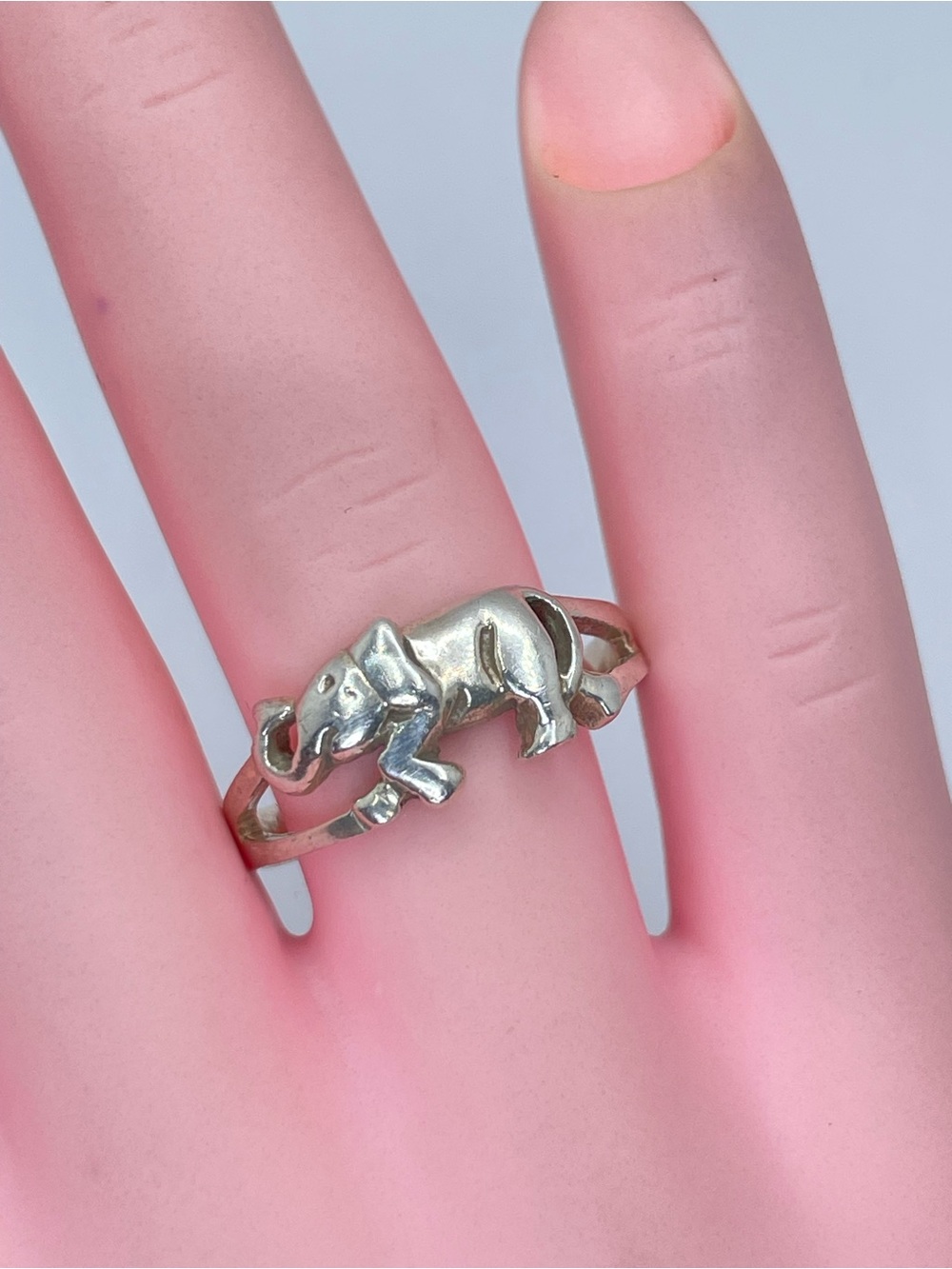 925 Sterling Silver Elephant Ring Lucky Animal Band Vintage Style Boho Sz 7